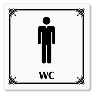 WC muži, 118x118mm, bílá, Nebraska